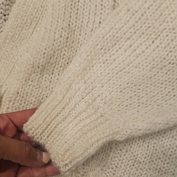 Lands' End Cream Knit Cardigan Sweater - Picture 3 of 8